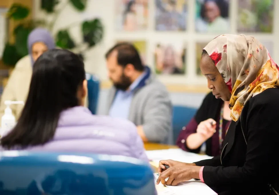 People collaborating in an office setting